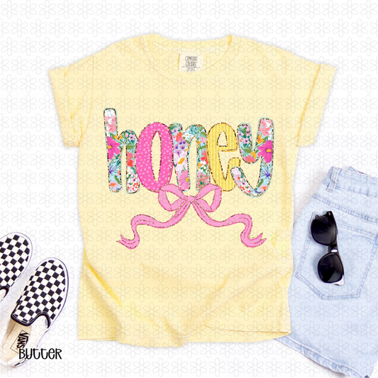 Pink Floral Honey Completed Tee