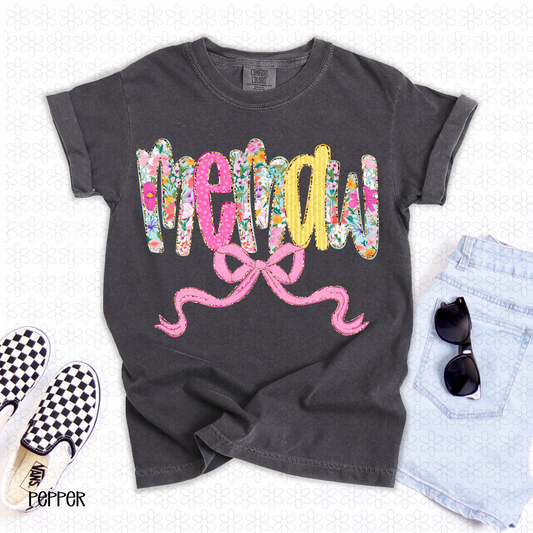 Pink Floral Memaw Completed Tee