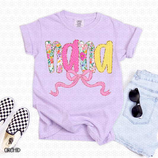 Pink Floral Nana Completed Tee
