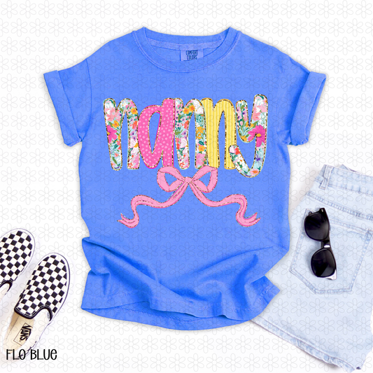 Pink Floral Nanny Completed Tee