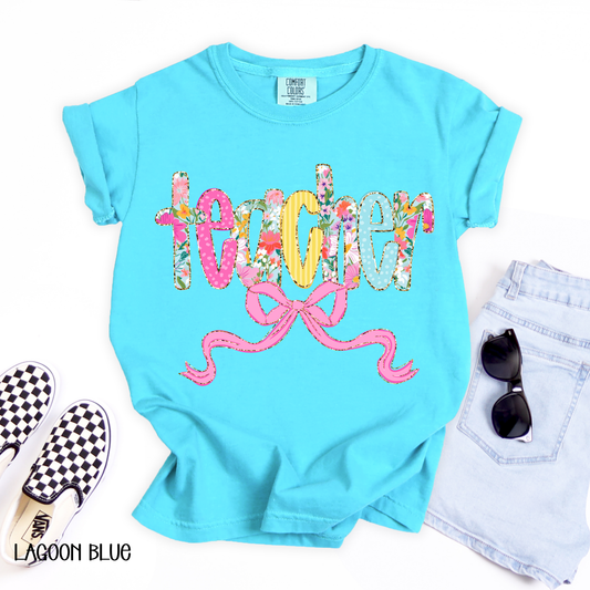 Pink Floral Teacher DTF Transfer