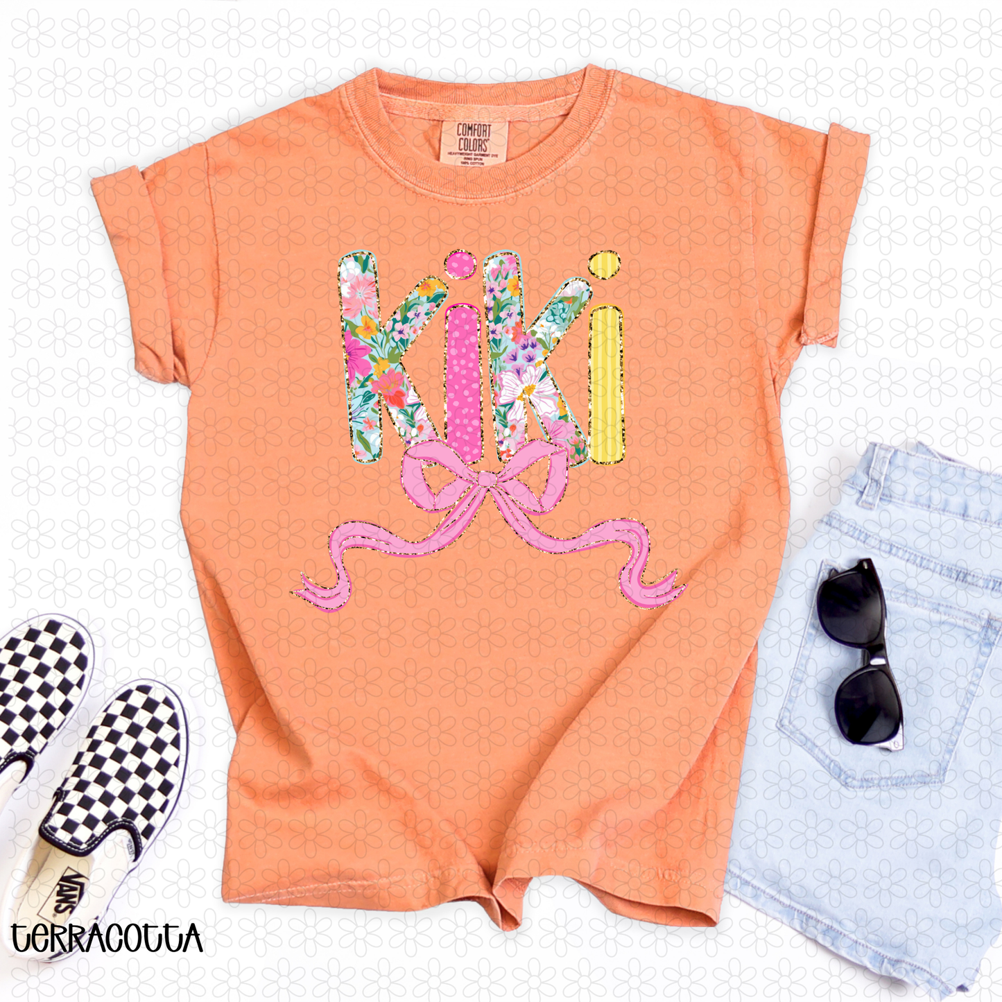 Pink Floral kiki Completed Tee