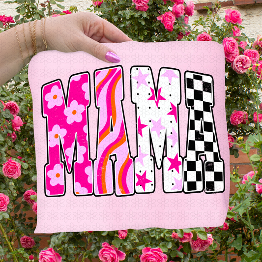 Pink Flower Stars Mama Completed Tee