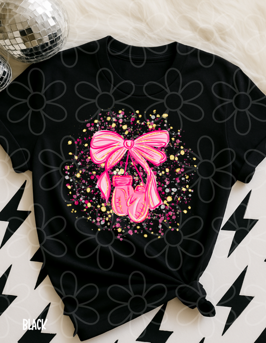 Pink & Gold Bow Cancer Awareness Kids Completed Tee