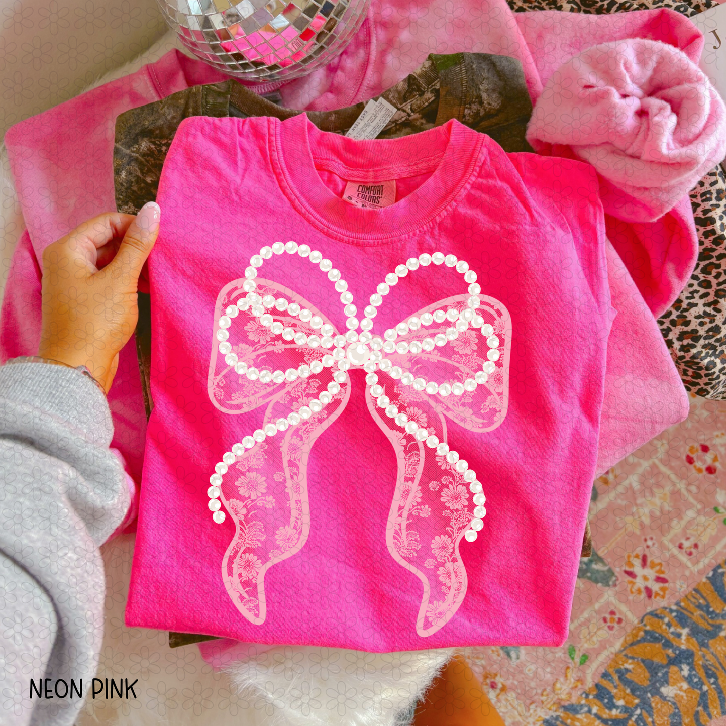 Pink Lace Bow Completed Tee