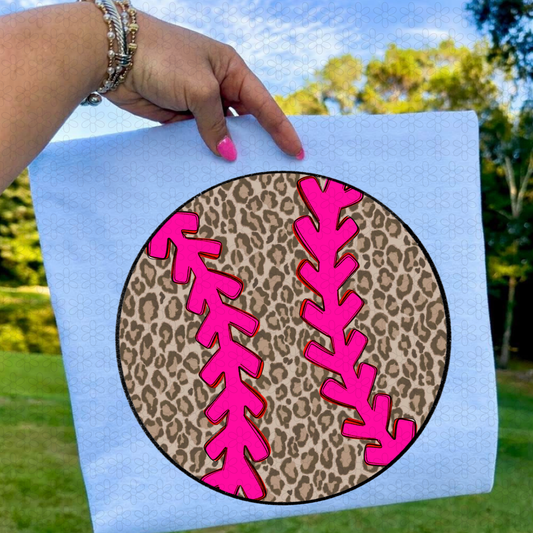 Pink Leopard Baseball Completed Tee