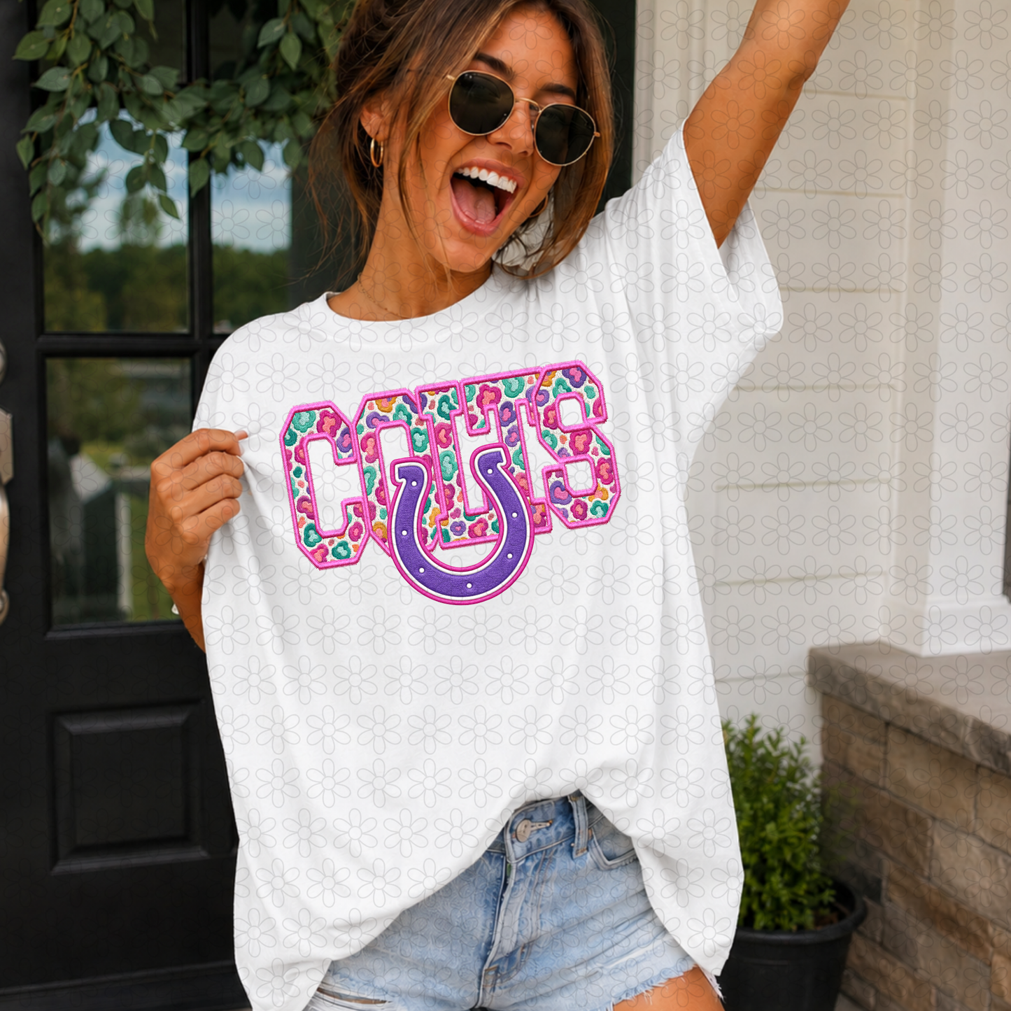 Pink Leopard Football Teams (Multiple Options) Completed Tee