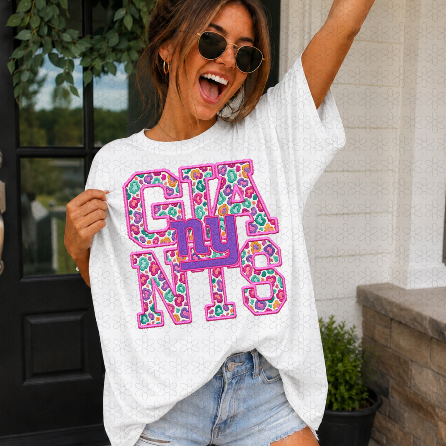 Pink Leopard Football Teams (Multiple Options) Completed Tee