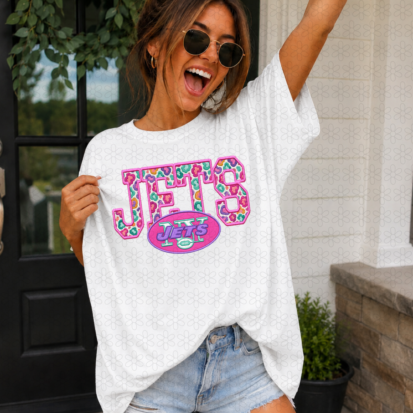 Pink Leopard Football Teams (Multiple Options) Completed Tee