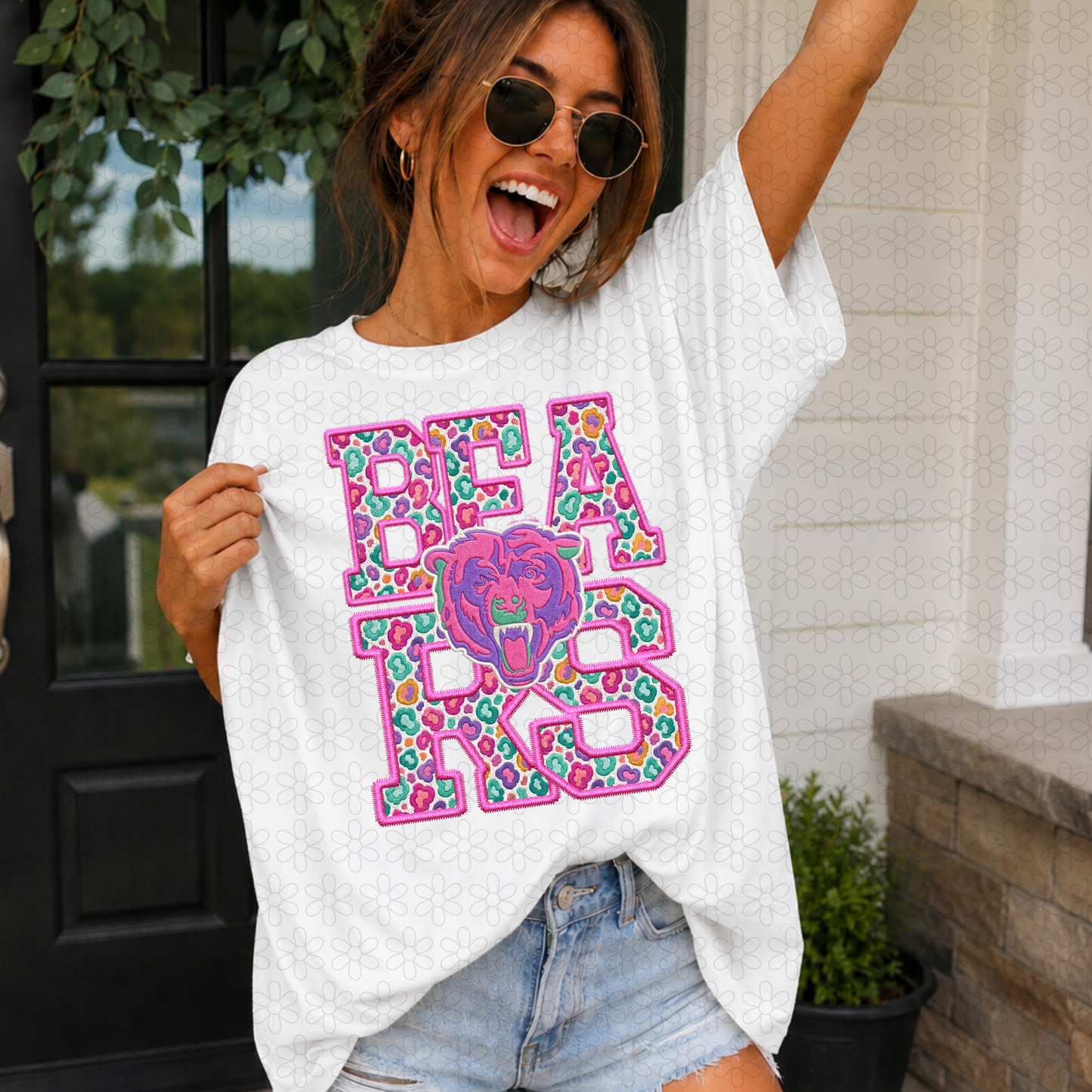 Pink Leopard Football Teams (Multiple Options) Completed Tee