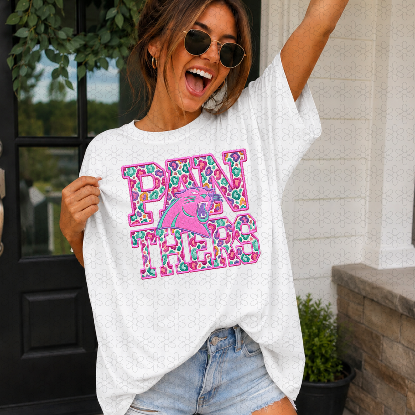 Pink Leopard Football Teams (Multiple Options) Completed Tee