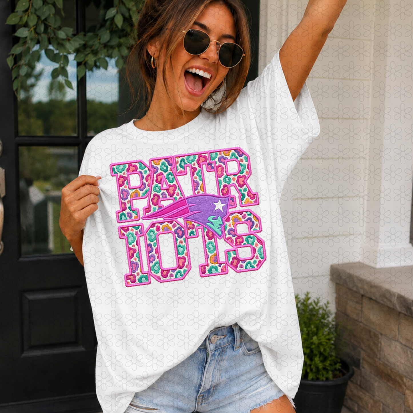 Pink Leopard Football Teams (Multiple Options) Completed Tee