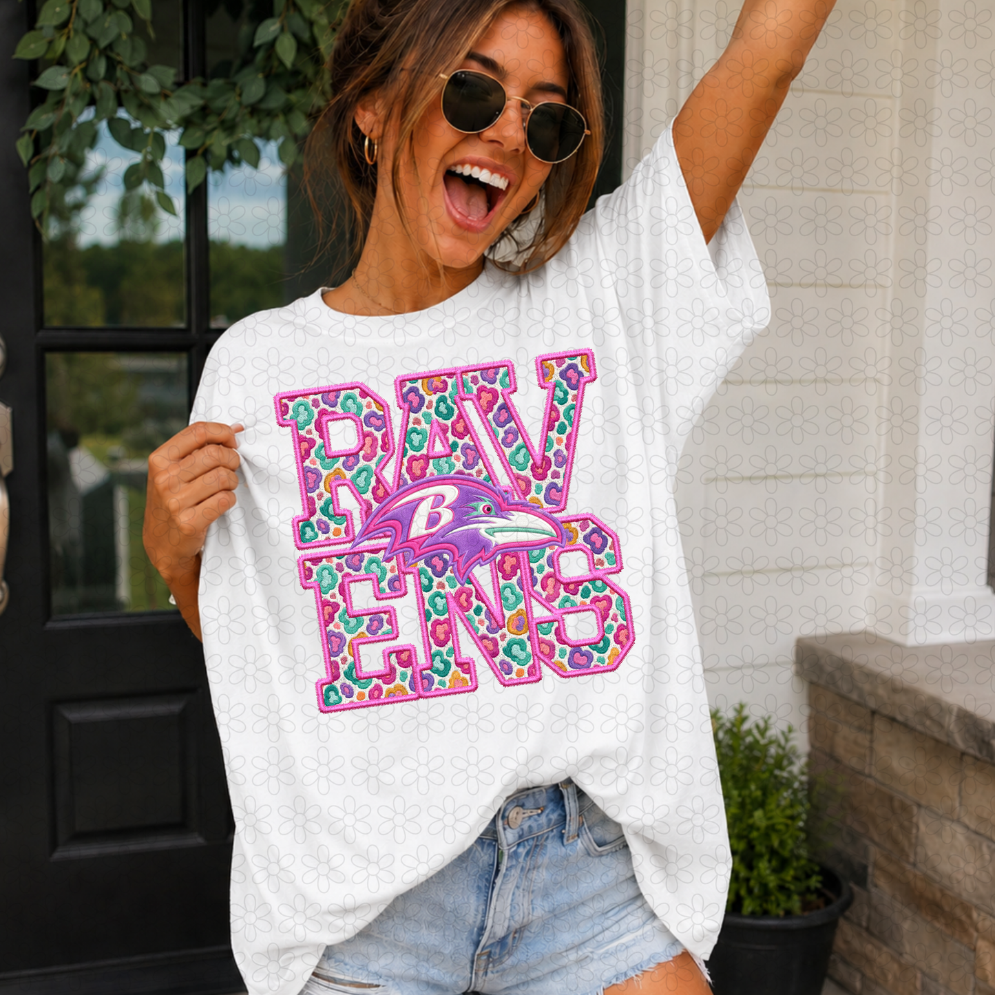 Pink Leopard Football Teams (Multiple Options) Completed Tee