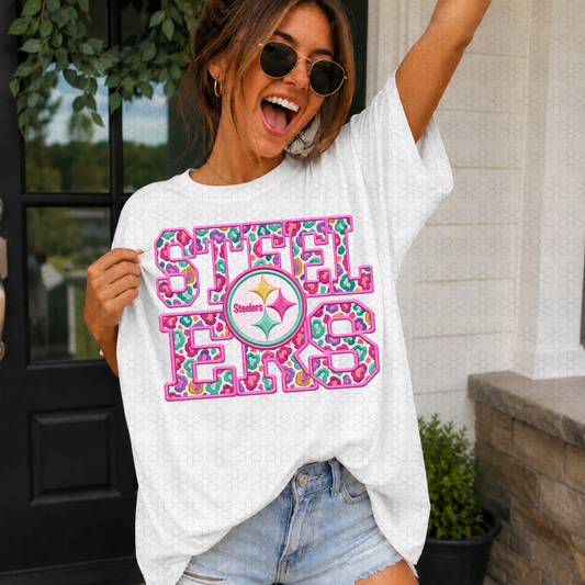 Pink Leopard Football Teams (Multiple Options) Completed Tee