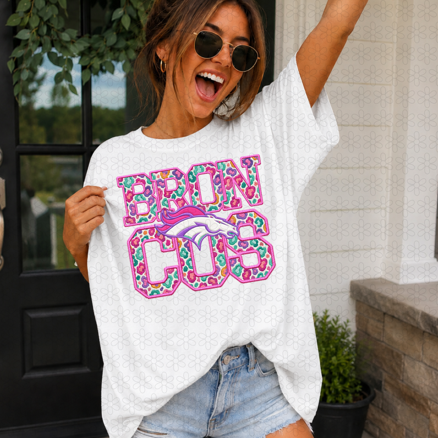 Pink Leopard Football Teams (Multiple Options) Completed Tee