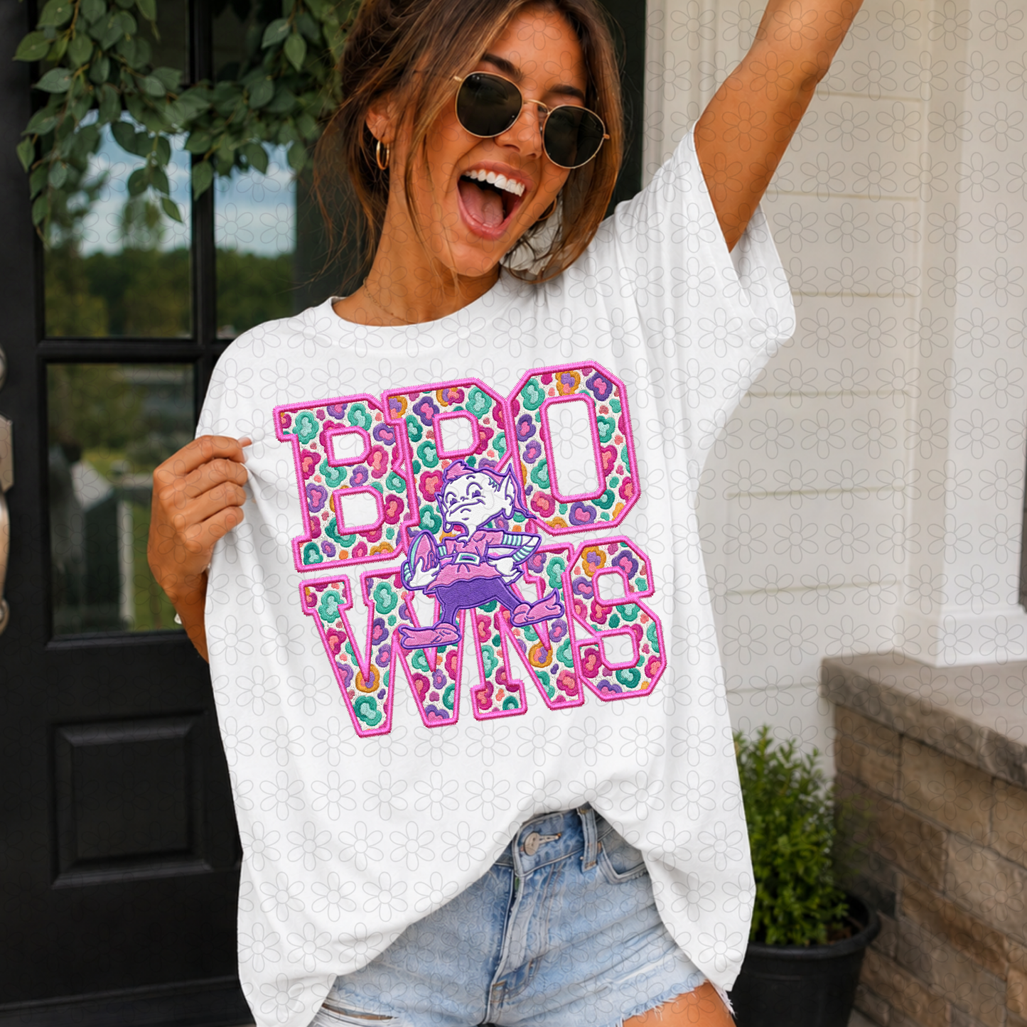 Pink Leopard Football Teams (Multiple Options) Completed Tee