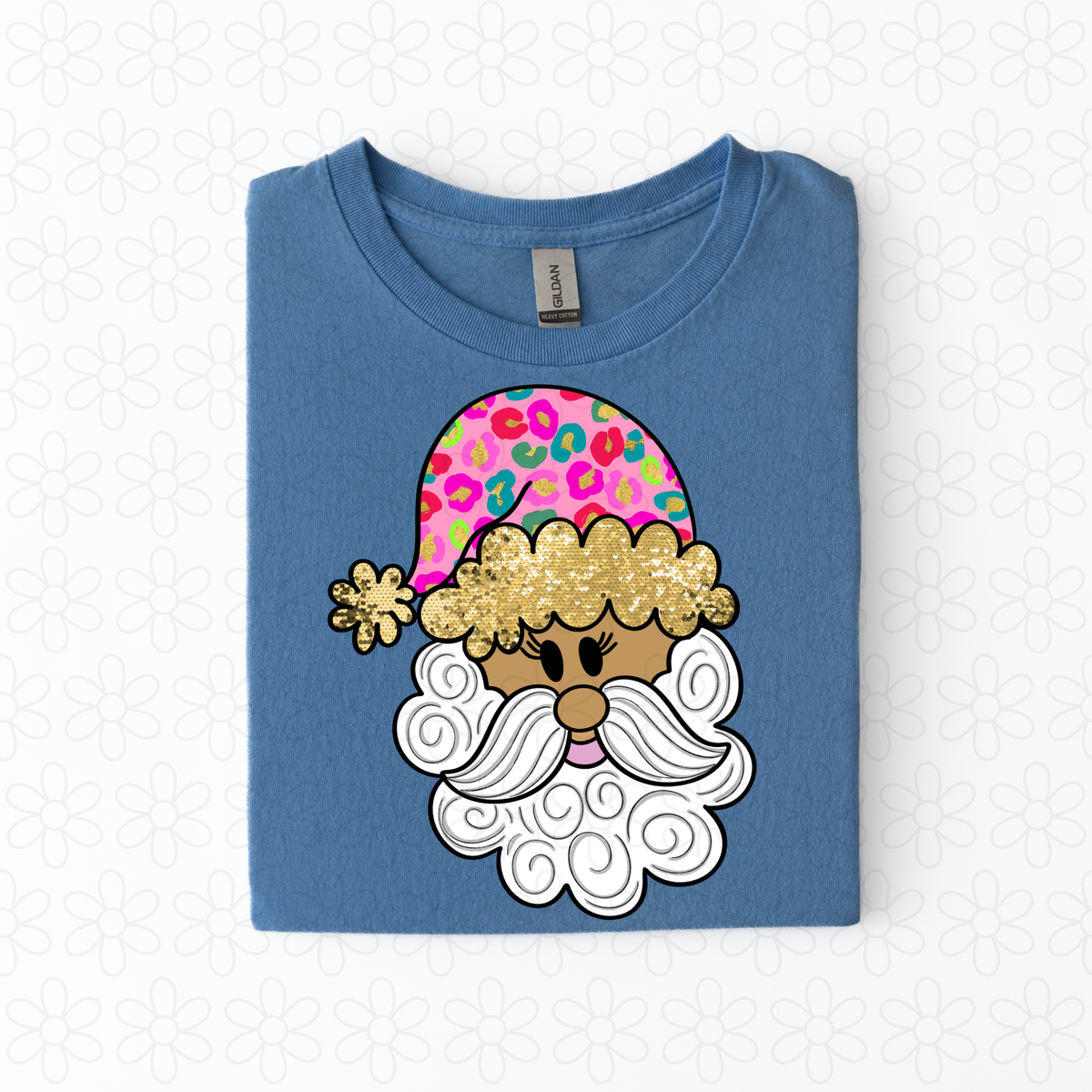 Pink Leopard Santa - Christmas Completed Tee
