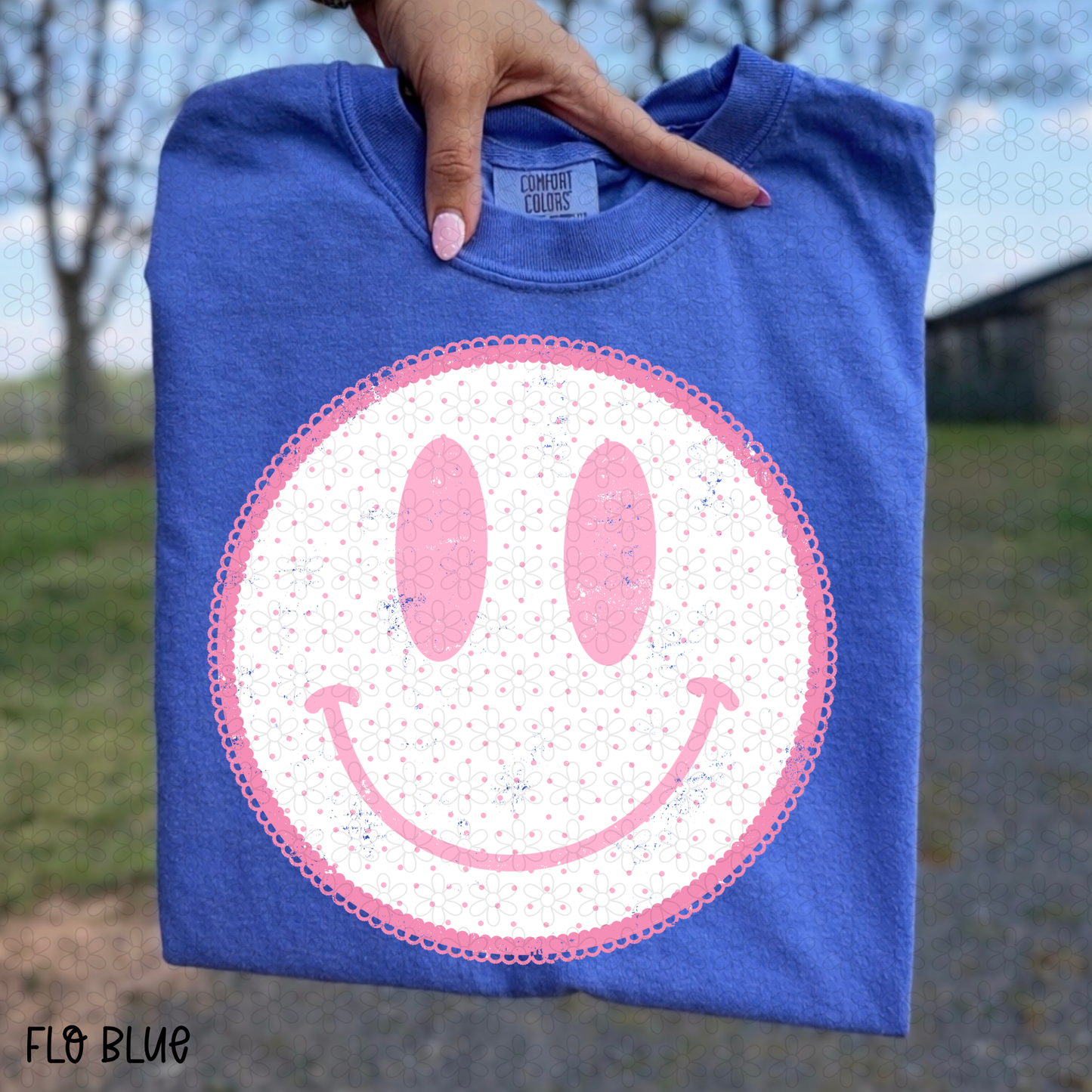 Pink Polka Dot Smiley Completed Tee