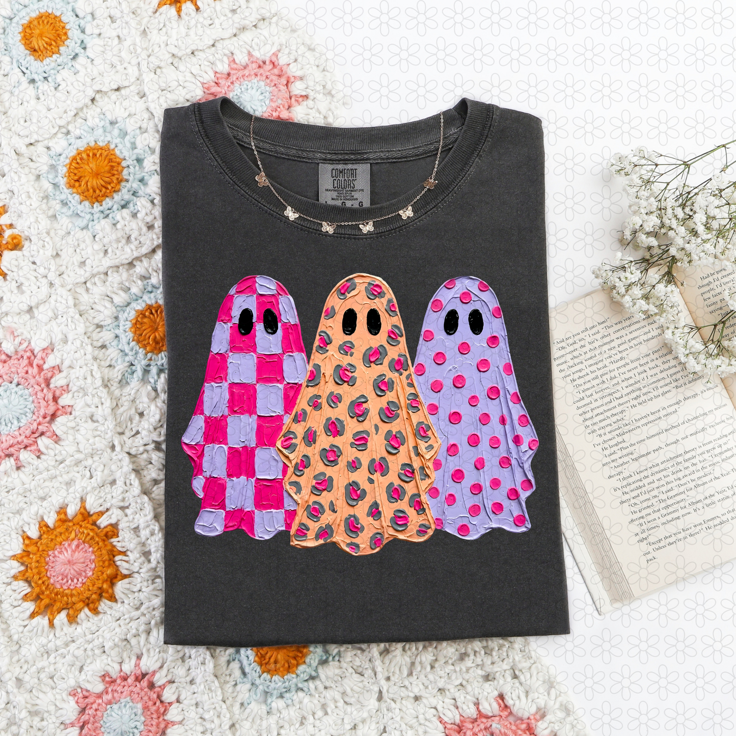 Pink and purple leopard ghost DTF Transfer