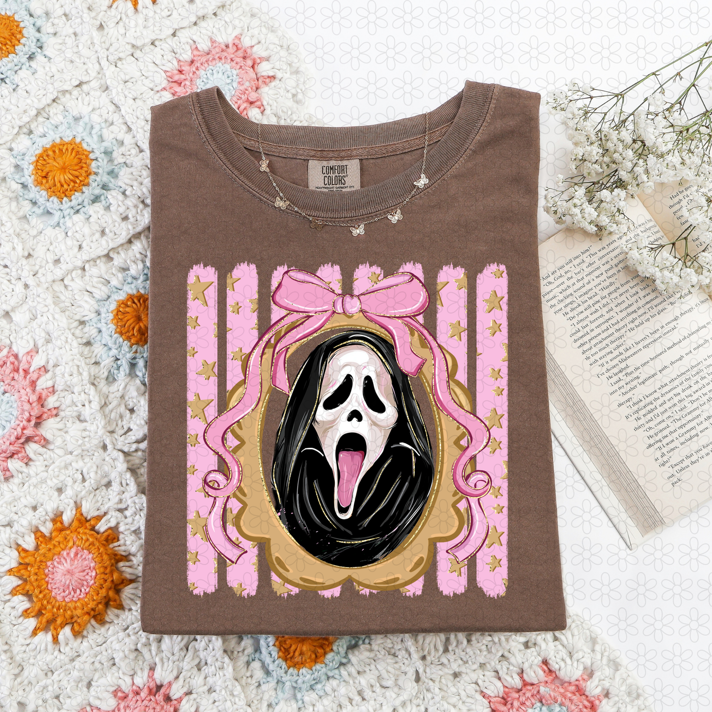Pink bow skeleton stars Completed Tee