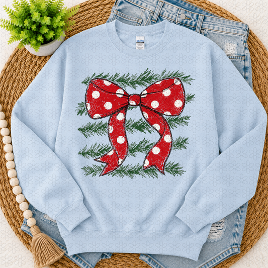 Polka Dot Coquette Christmas Bow Completed Tee