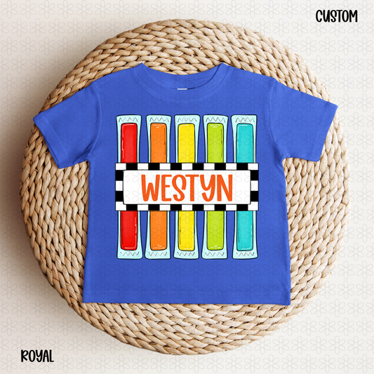 Popsicle Custom Name Plate- BOYS Completed Tee