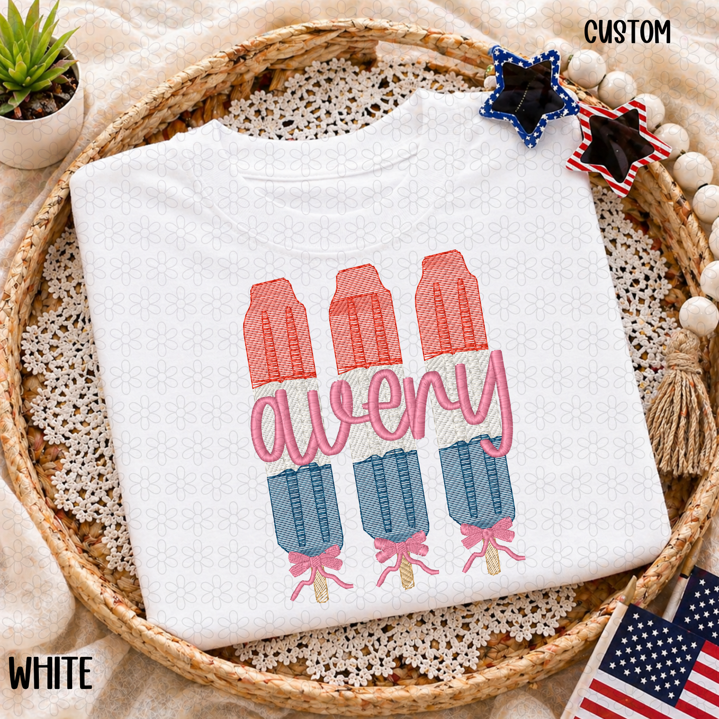 Popsicle Custom name Embroidery