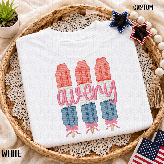 Popsicle Custom name Embroidery