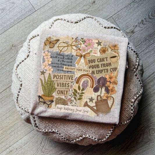 Positive Vibes Only Plant Collage Kids Completed Tee