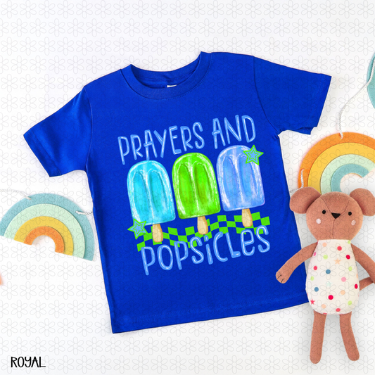 Prayers And Popsicles-Blue Completed Tee