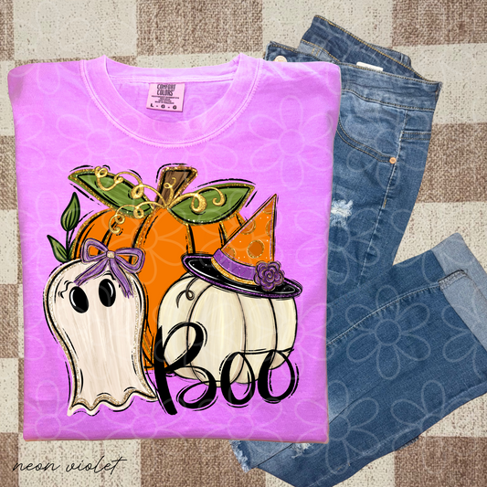 Preppy Boo Pumpkins Ghost Kids Completed Tee