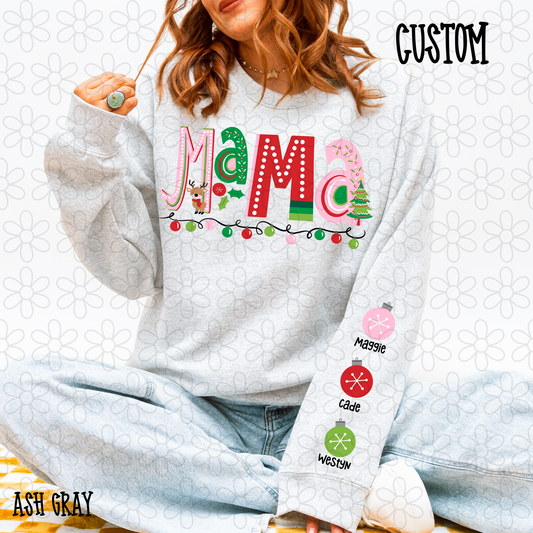 Preppy Christmas Ornaments Custom Names Checkered DTF Transfer