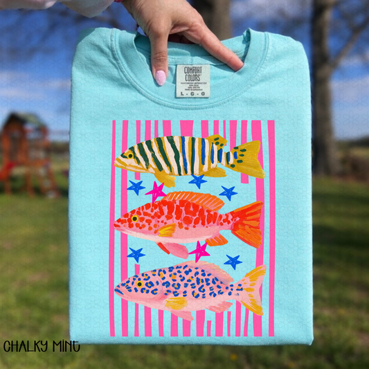 Preppy Colorful Fish DTF Transfer