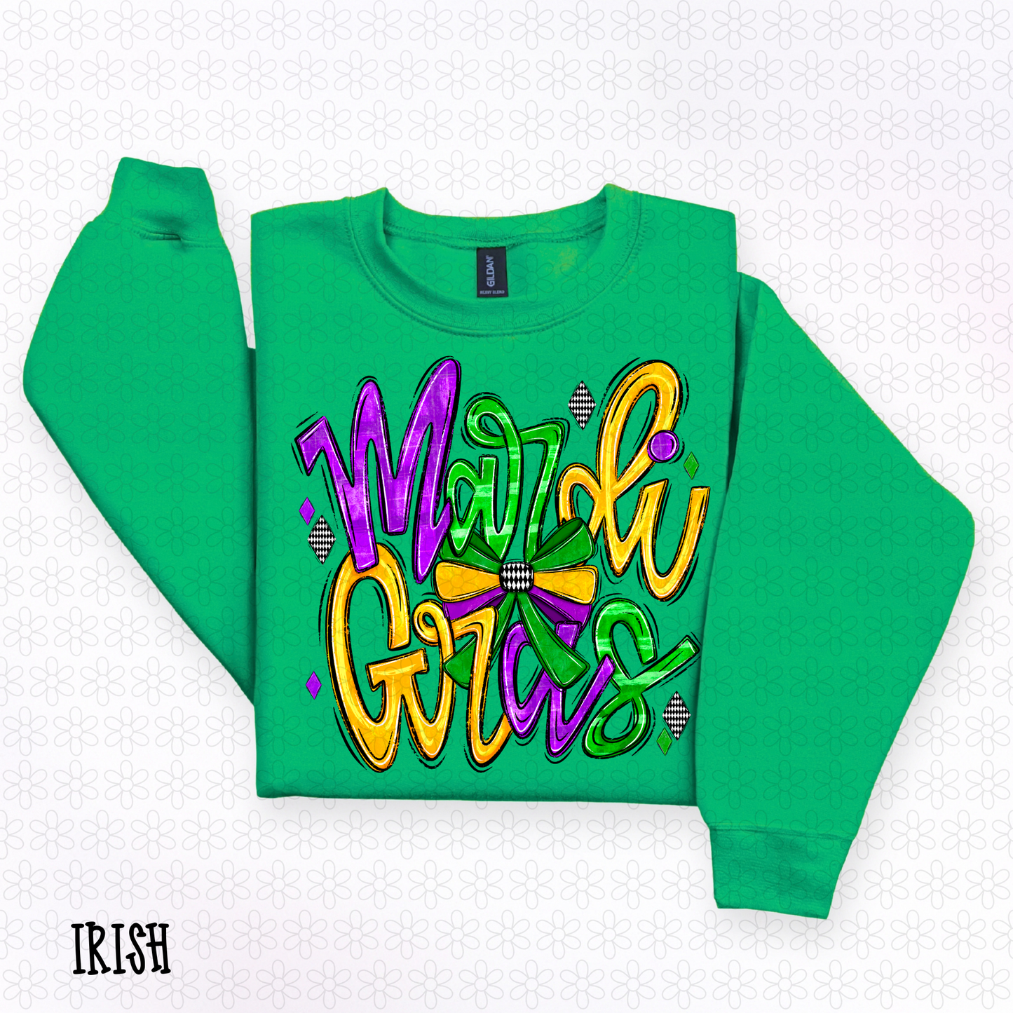 Preppy Mardi Gras Bow Completed Tee