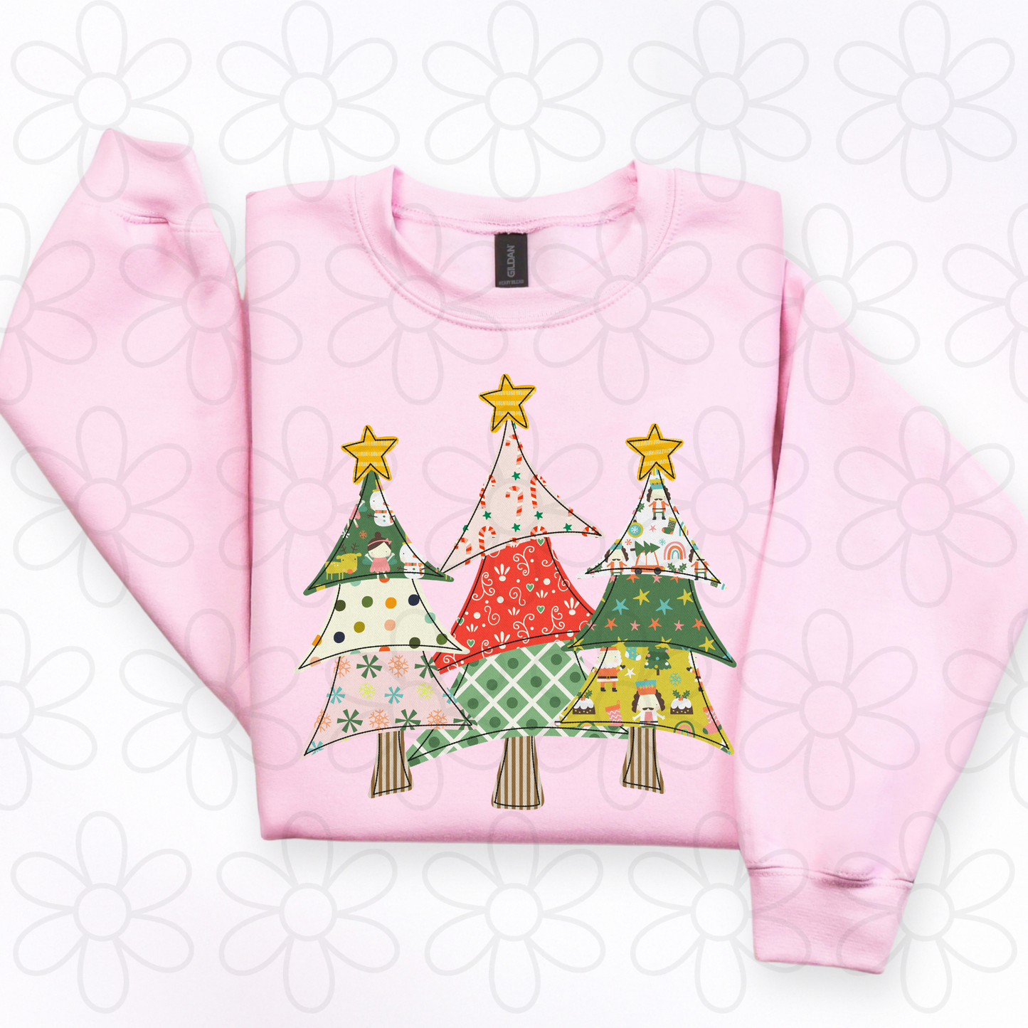 Preppy Pattern Christmas Trees Kids Completed Tee