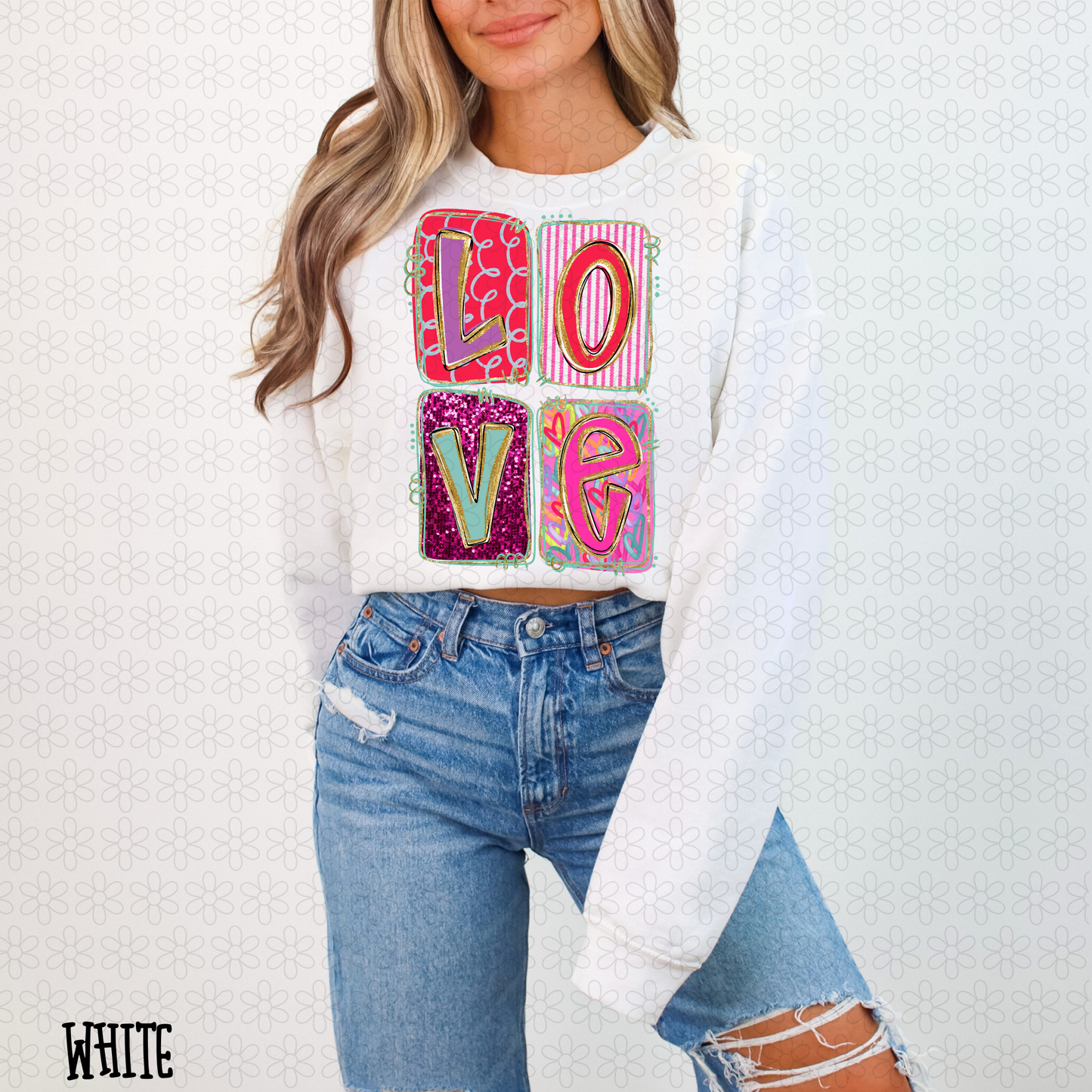 Preppy Patterns Stacked Love Completed Tee