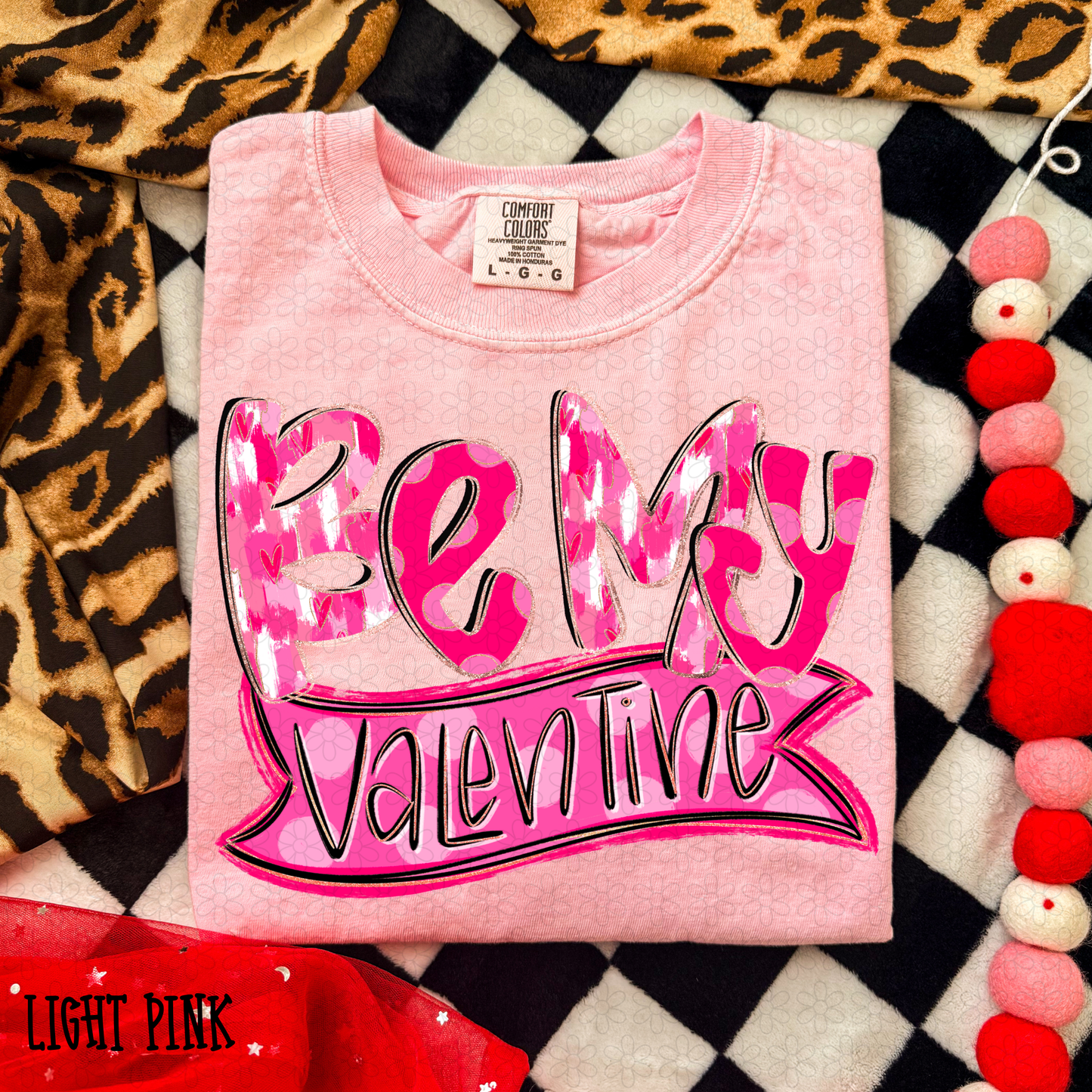 Preppy Pink Be My Valentine Kids Completed Tee