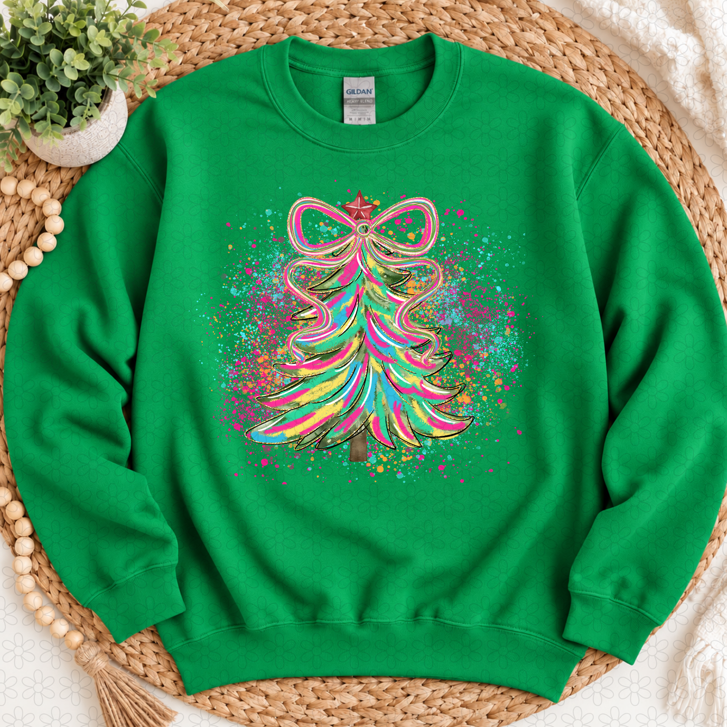 Preppy Bow Christmas Tree DTF Transfer