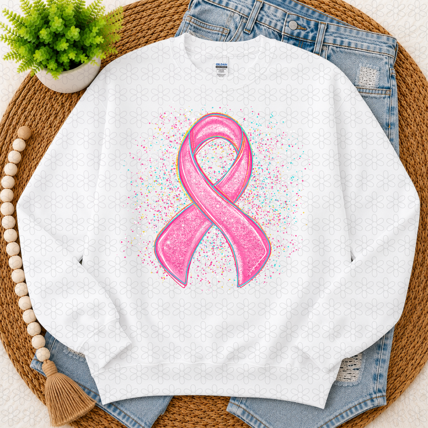 Preppy Breast Cancer DTF Transfer