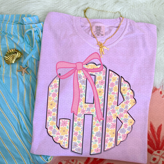 Preppy Pastel Custom Monogram Completed Tee