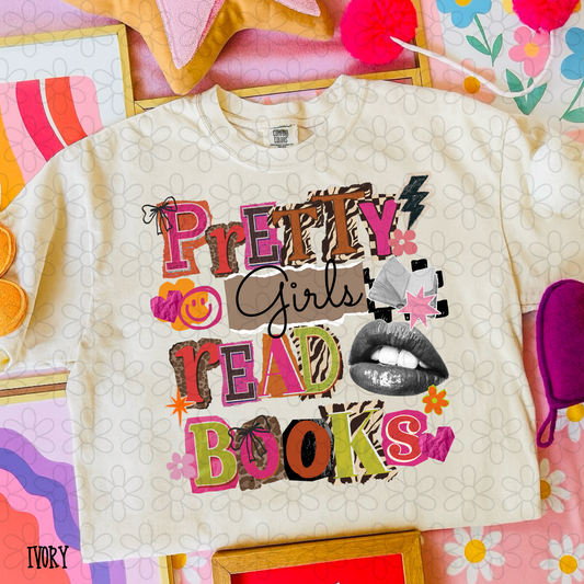 Pretty Girls Read Books Ransom Letters Kids Completed Tee