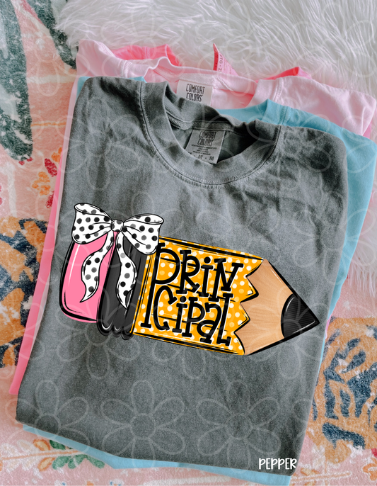 Principal Polka Dot Pencil Bow Completed Tee