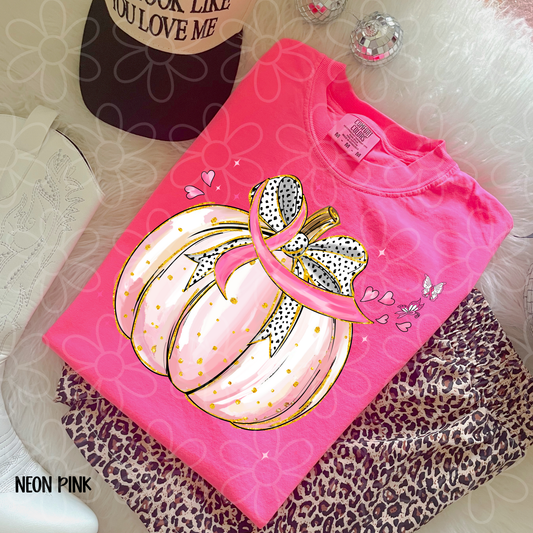 Pumpkin Breast Cancer Awareness Ribbon Kids Completed Tee