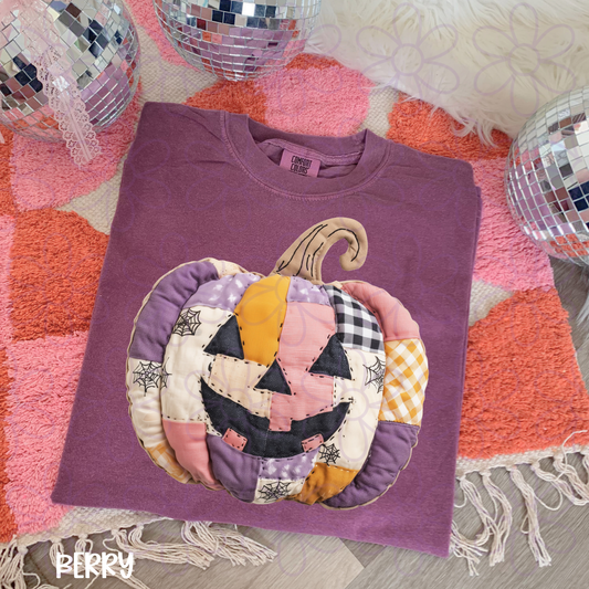 Pumpkin Faux Stitch Pink & Purple DTF Transfer