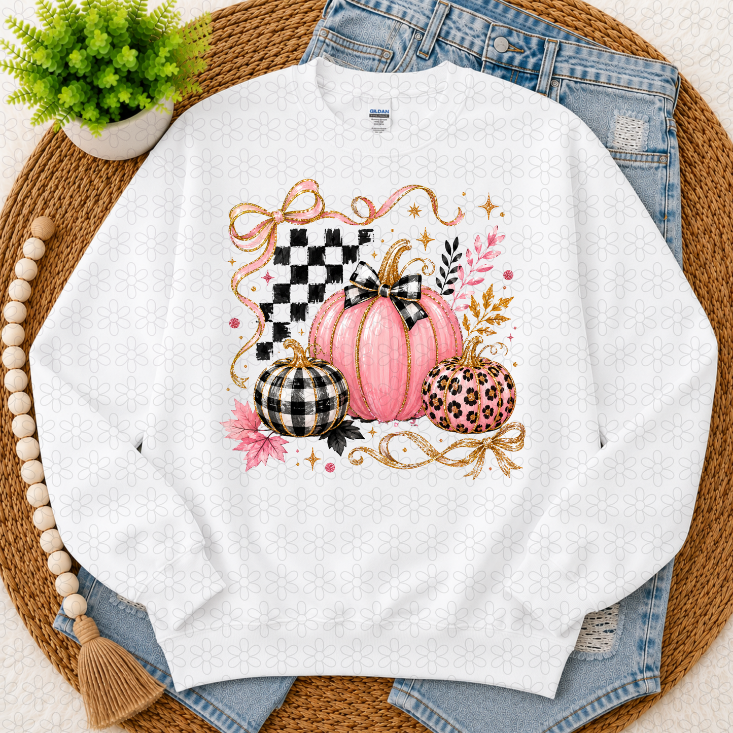 Pumpkin Cheeta Checkered coquette Completed Tee