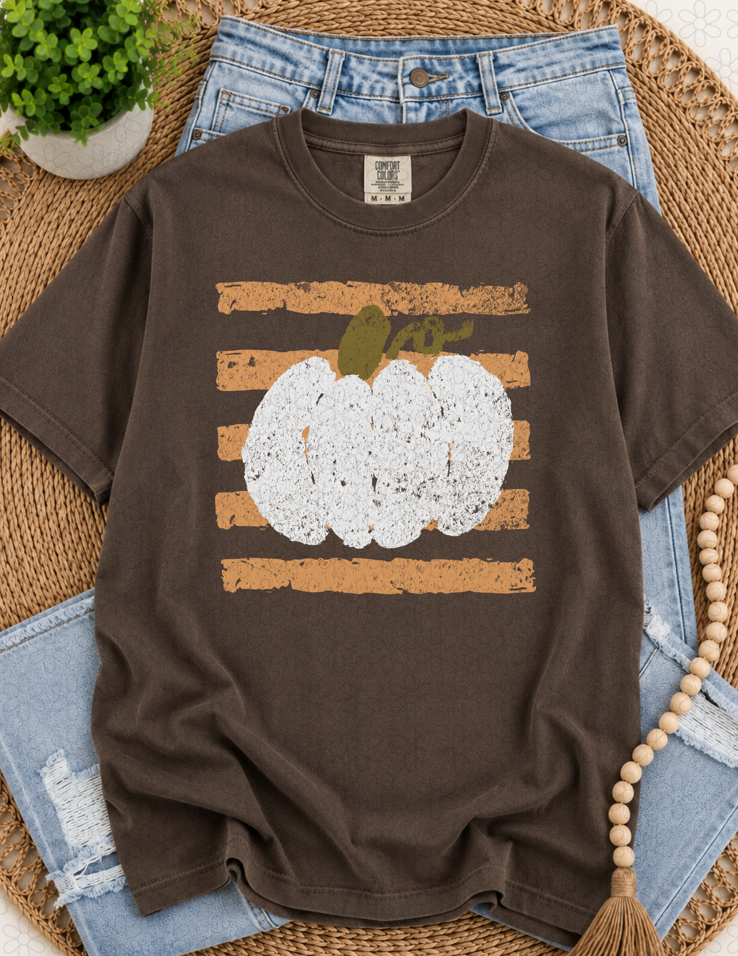 Pumpkin Orange Stripes Completed Tee