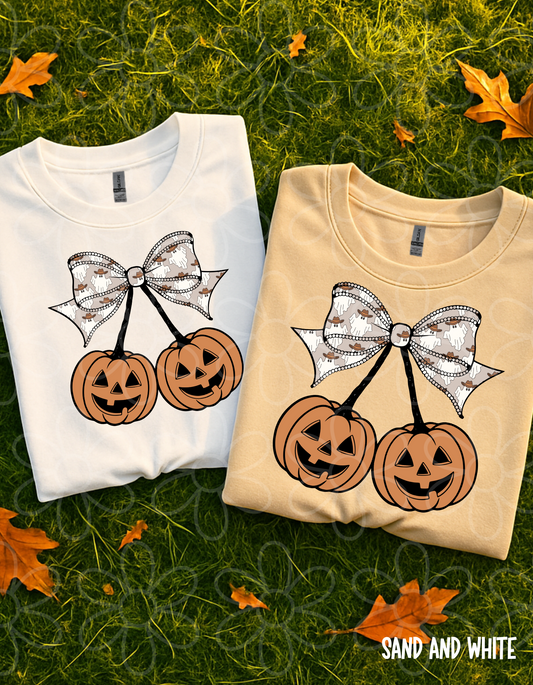 Pumpkins Cowboy Ghost Bow Kids Completed Tee