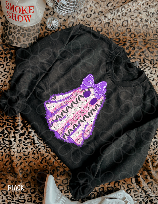 Purple Bow Lace Ghost DTF Transfer