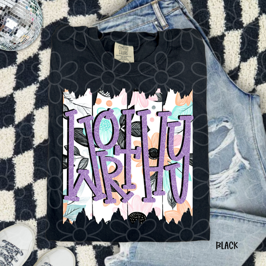 Purple Worthy Floral Completed Tee