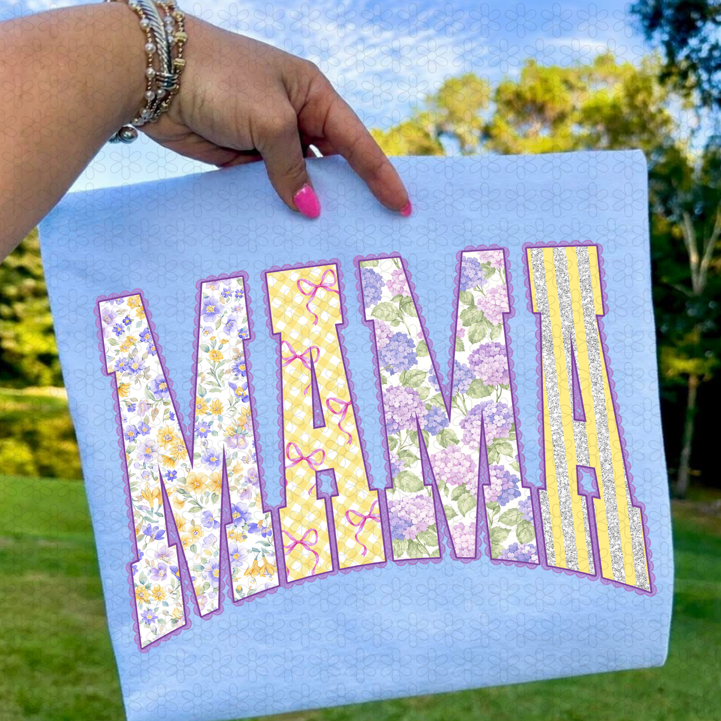 Purple Floral Titles - Multiple Options No Customs Completed Tee